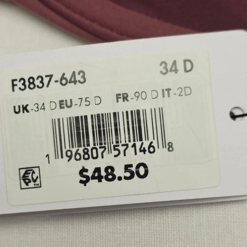 Calvin Klein Women Perfectly Fit Lightly Lined Bra Mauve 34D‎ Full Coverage NWT